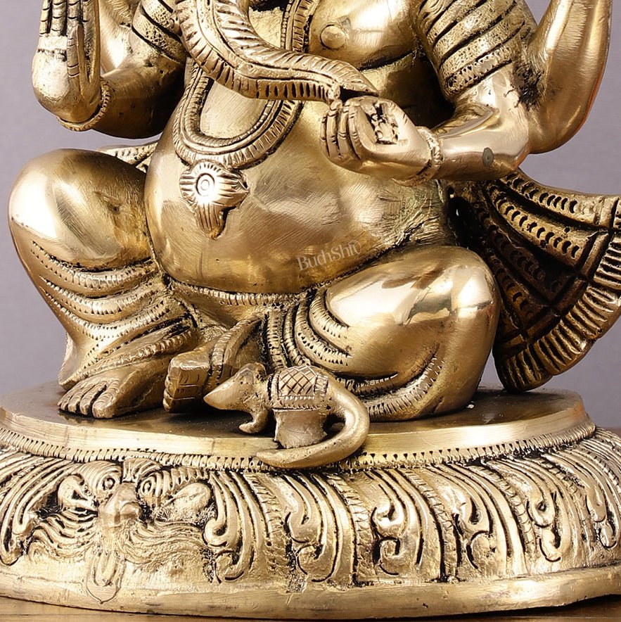 Unique Brass Lord Ganesha Statue - 11.5 Inch - Budhshiv.com