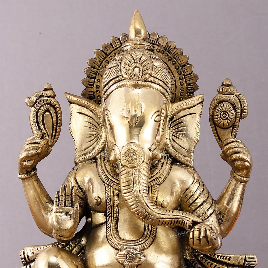 Unique Brass Lord Ganesha Statue - 11.5 Inch - Budhshiv.com