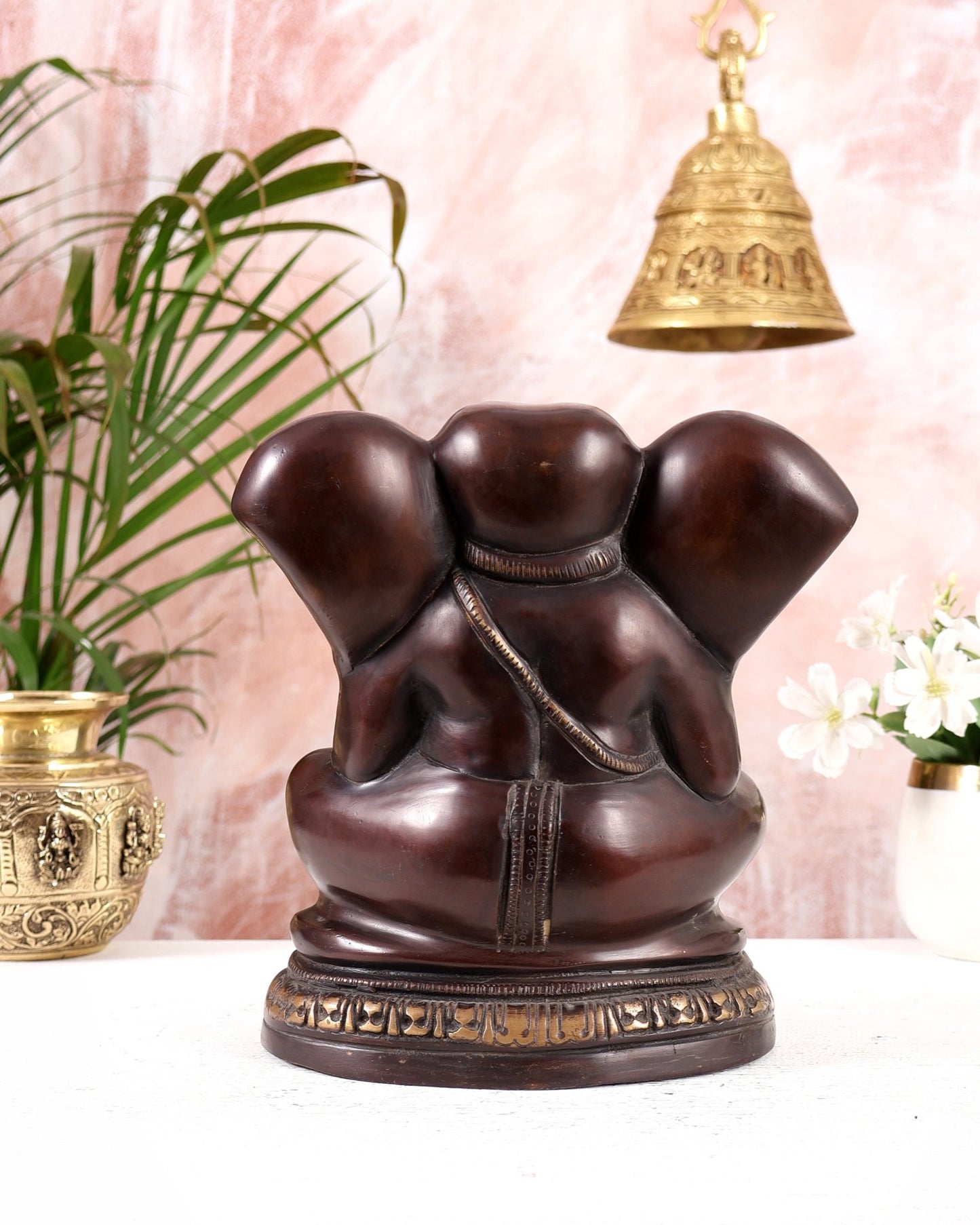 Unique Brass Lord Ganesha Statue on Round Base | Vintage Finish 8" - Budhshiv.com