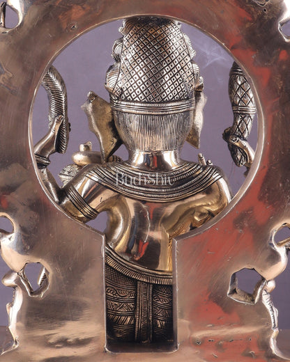 Unique Brass Lord Ganesha Statue with Kirtimukha Prabhavali Arch | 19.5 Inches - Budhshiv.com