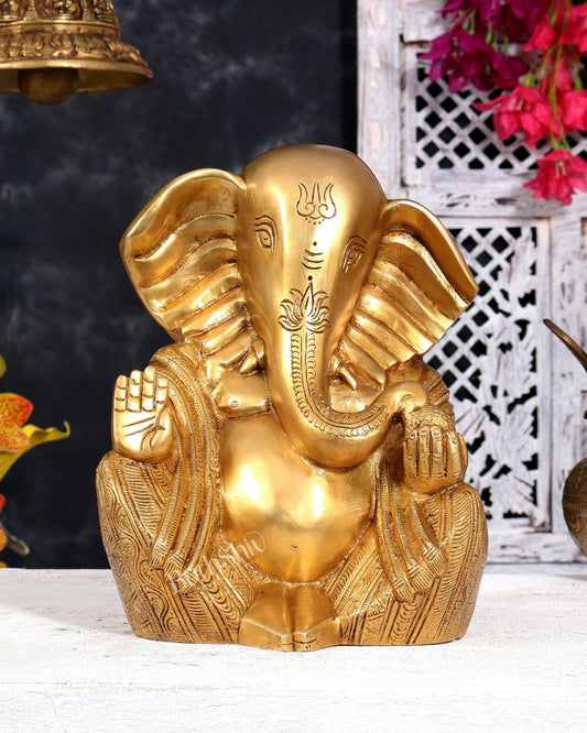 Unique Brass Modernised Ganesha Statue with Big Ears 10 inch - Budhshiv.com