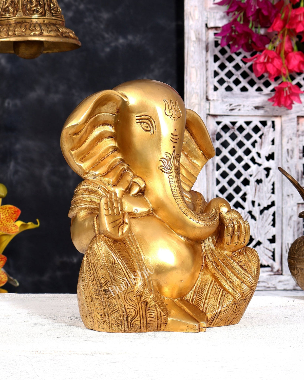 Unique Brass Modernised Ganesha Statue with Big Ears 10 inch - Budhshiv.com