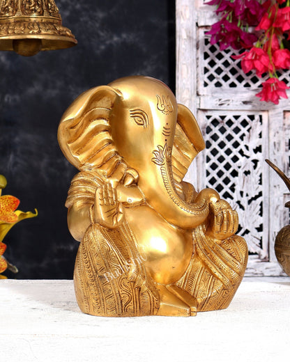 Unique Brass Modernised Ganesha Statue with Big Ears 10 inch - Budhshiv.com