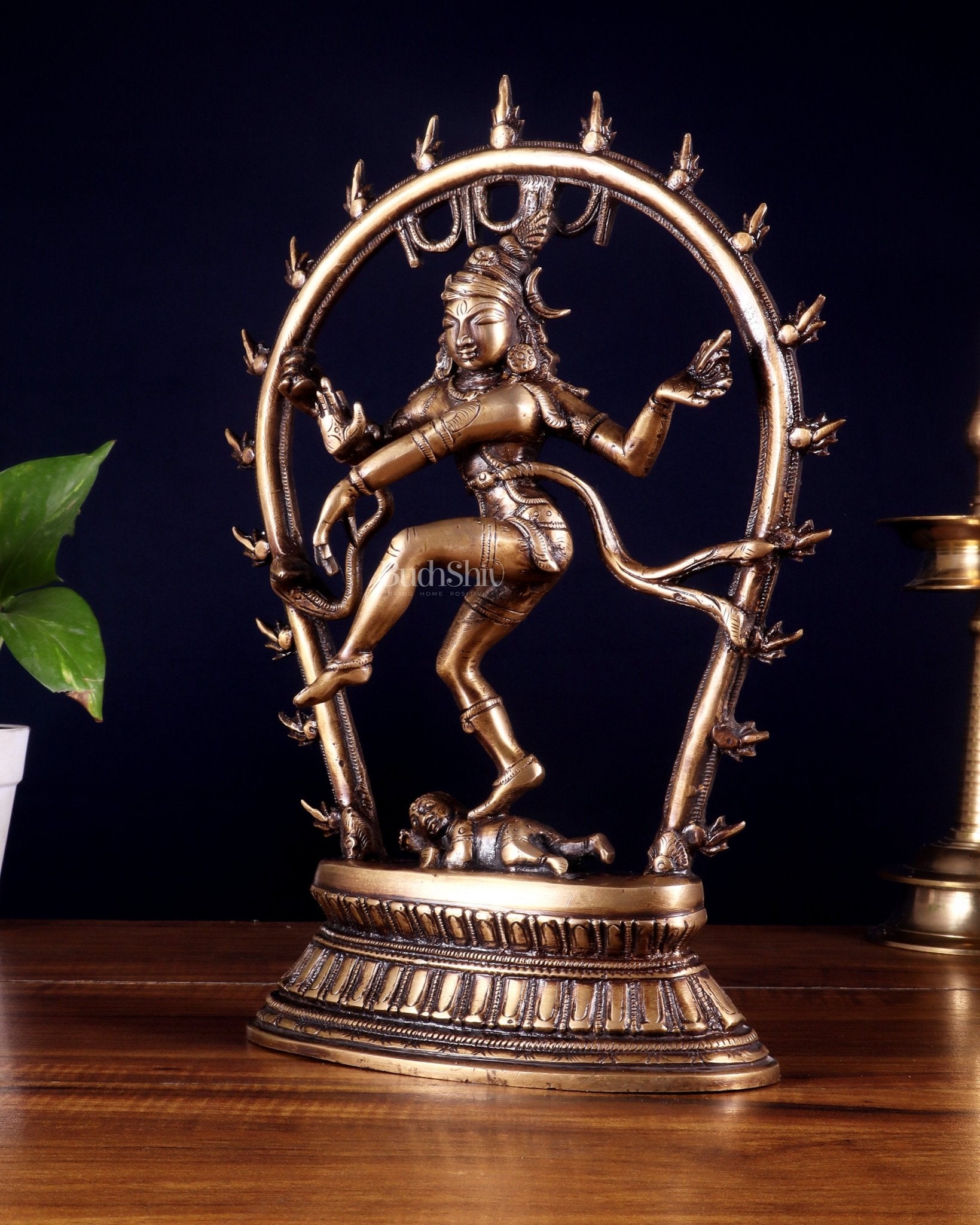 Unique Brass Nataraja Idol with Oval Arch - 12.5" - Budhshiv.com