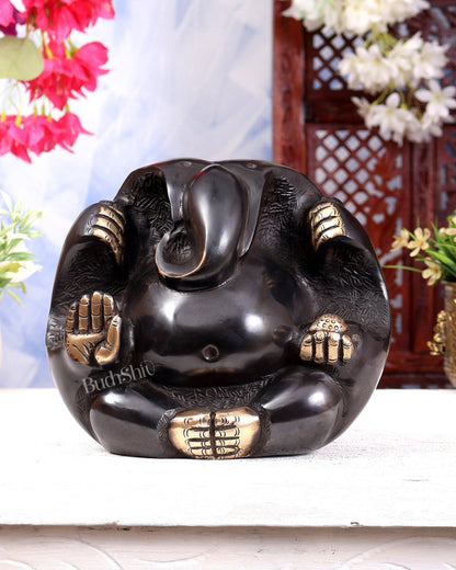 Unique Brass Pindi Roop Ganapati Statue – Black Finish Ganesha Idol - Budhshiv.com
