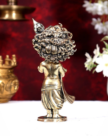 Unique Brass Superfine Baby Krishna Playing Flute — Perfect Gift 6 inch - Budhshiv.com