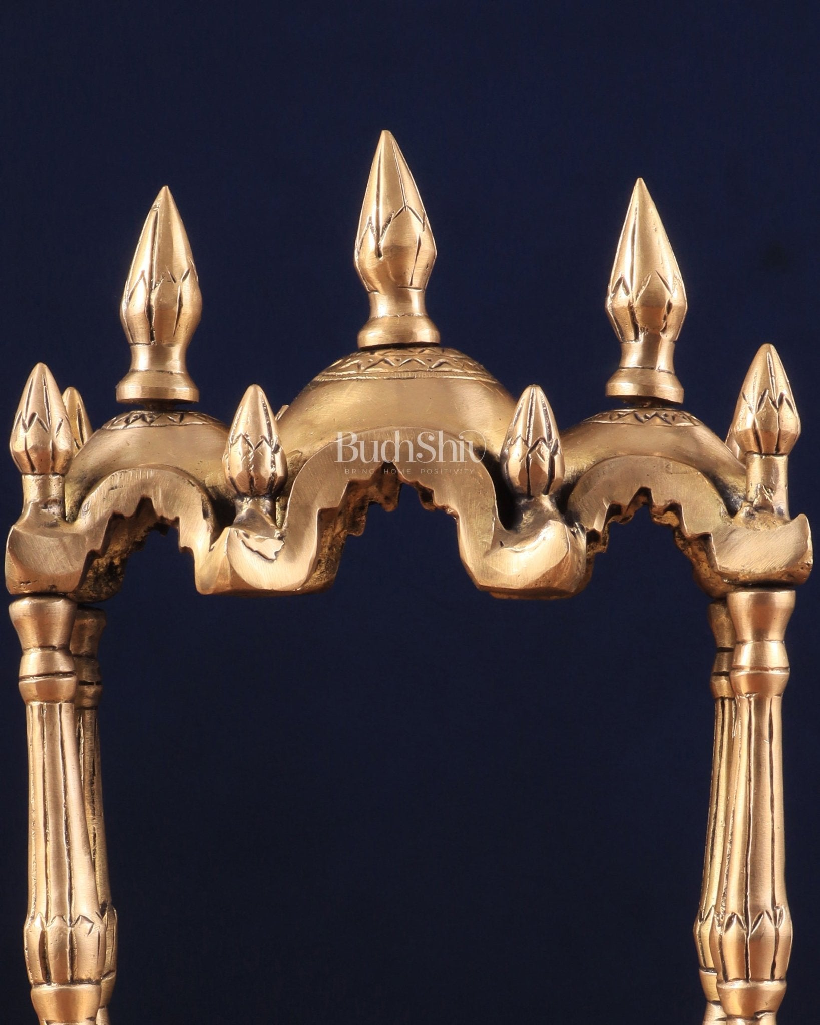 Unique Brass Triple - Arched Home Temple – 10.7" x 8.5" x 5.4" | Elegant Shrine for Small Deities - Budhshiv.com