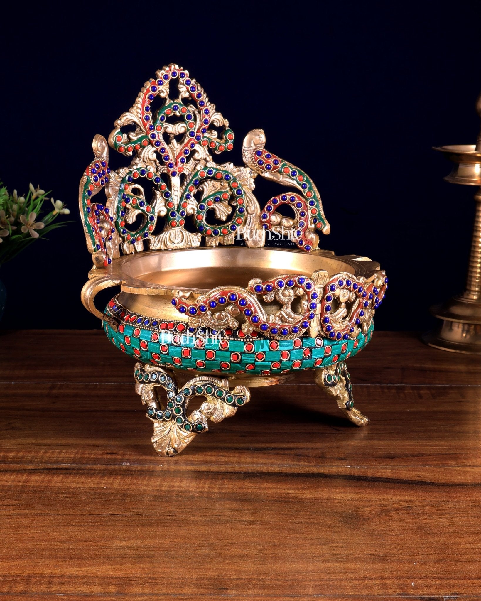 Unique Brass Urli Bowl 10 inch with meenakari - Budhshiv.com
