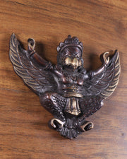 Unique Brass Wall Hanging Flying Garuda Idol 5" Chola brown tone - Budhshiv.com