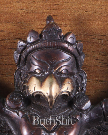 Unique Brass Wall Hanging Flying Garuda Idol 5" Chola brown tone - Budhshiv.com