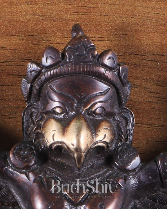 Unique Brass Wall Hanging Flying Garuda Idol 5" Chola brown tone - Budhshiv.com