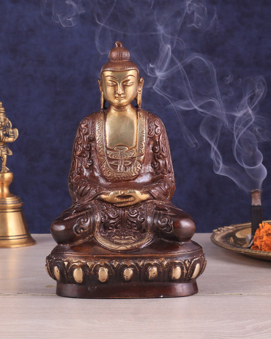 Unique Buddha in Deep Meditation Brass Statue | Premium Craftsmanship - Budhshiv.com