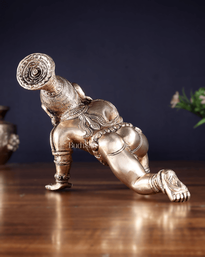 Unique Pure Brass Large Bal Gopal Baby Krishna Idol – 8” wide - Budhshiv.com