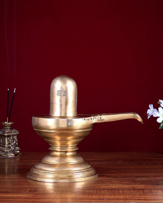Unique Pure Brass Shiva Lingam Idol 9" - Budhshiv.com