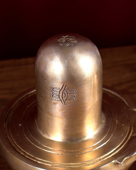 Unique Pure Brass Shiva Lingam Idol 9" - Budhshiv.com