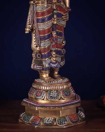 Unique Pure Brass Tirupati Balaji Idol 33" jeweled up - Budhshiv.com