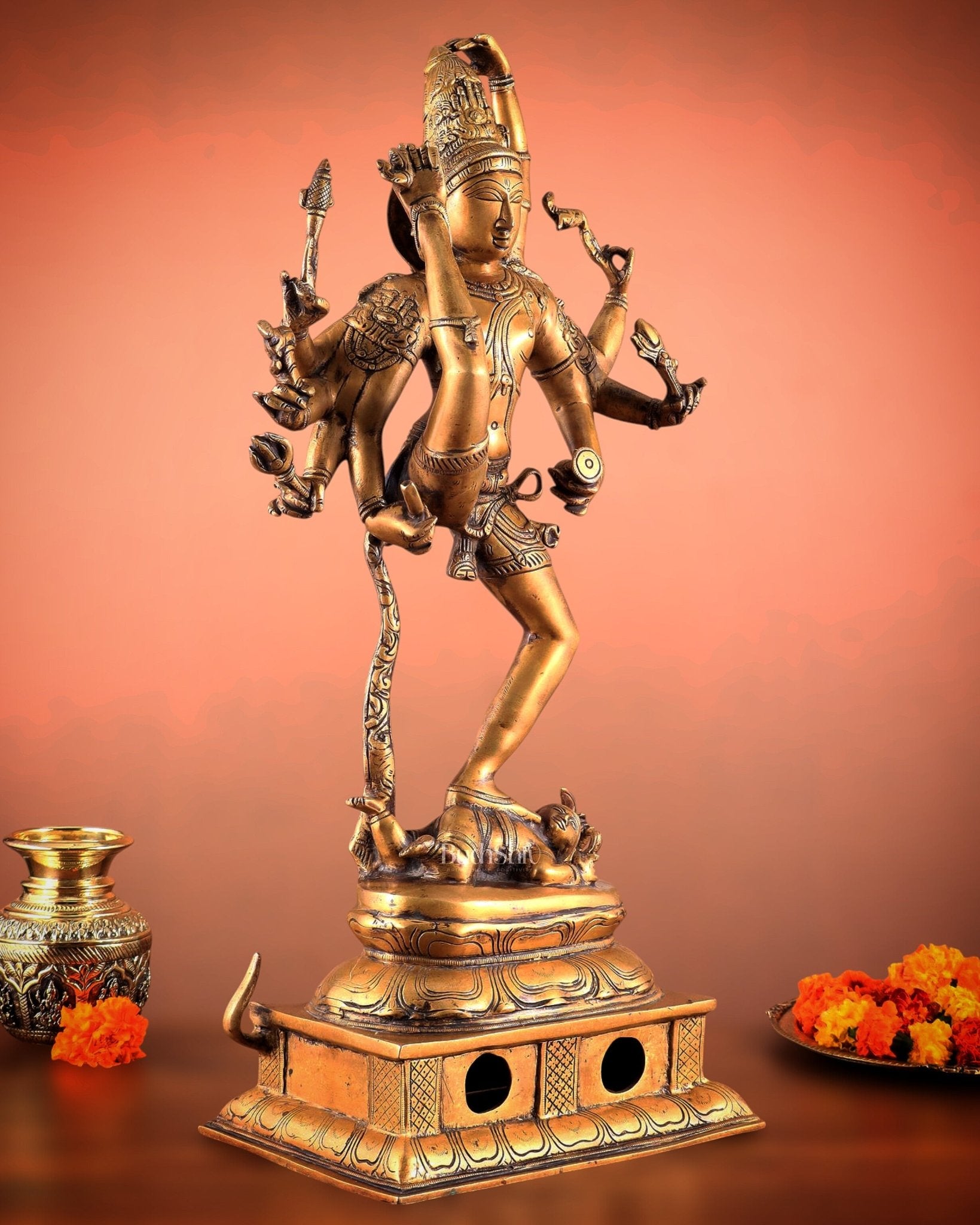 Urdhava Tandava Antique 26 - Inch Brass Tripurantaka dancing Lord Shiva Statue - Budhshiv.com
