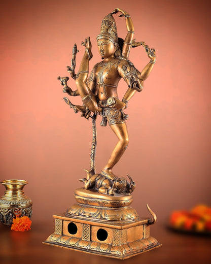 Urdhava Tandava Antique 26 - Inch Brass Tripurantaka dancing Lord Shiva Statue - Budhshiv.com