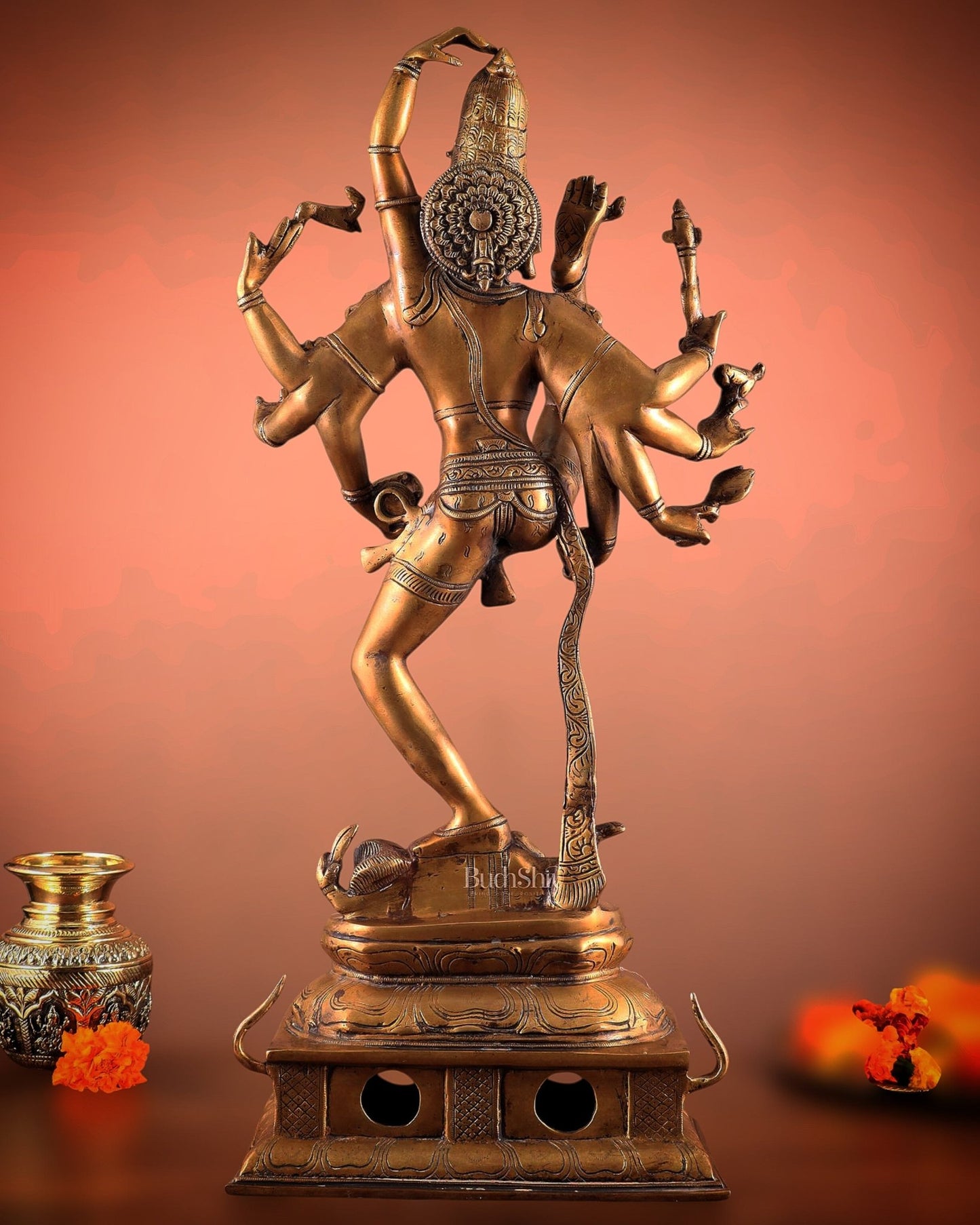 Urdhava Tandava Antique 26 - Inch Brass Tripurantaka dancing Lord Shiva Statue - Budhshiv.com