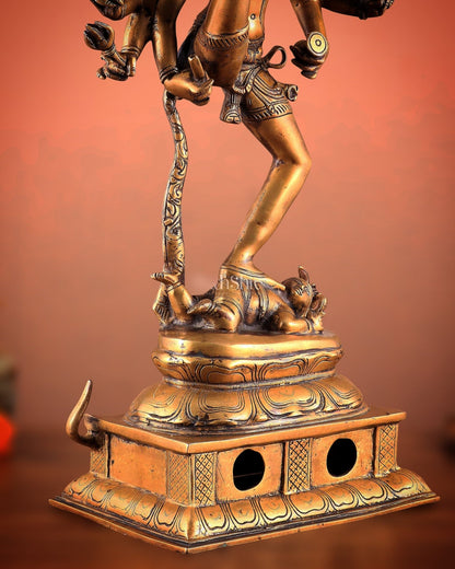 Urdhava Tandava Antique 26 - Inch Brass Tripurantaka dancing Lord Shiva Statue - Budhshiv.com