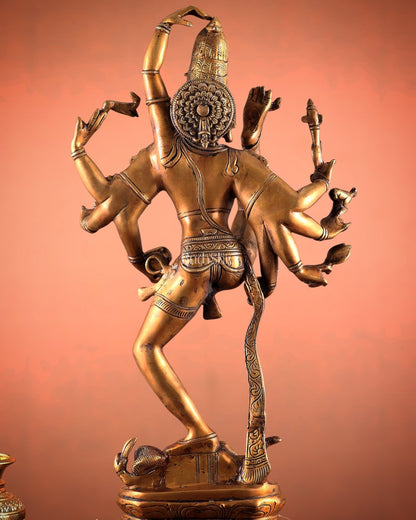 Urdhava Tandava Antique 26 - Inch Brass Tripurantaka dancing Lord Shiva Statue - Budhshiv.com