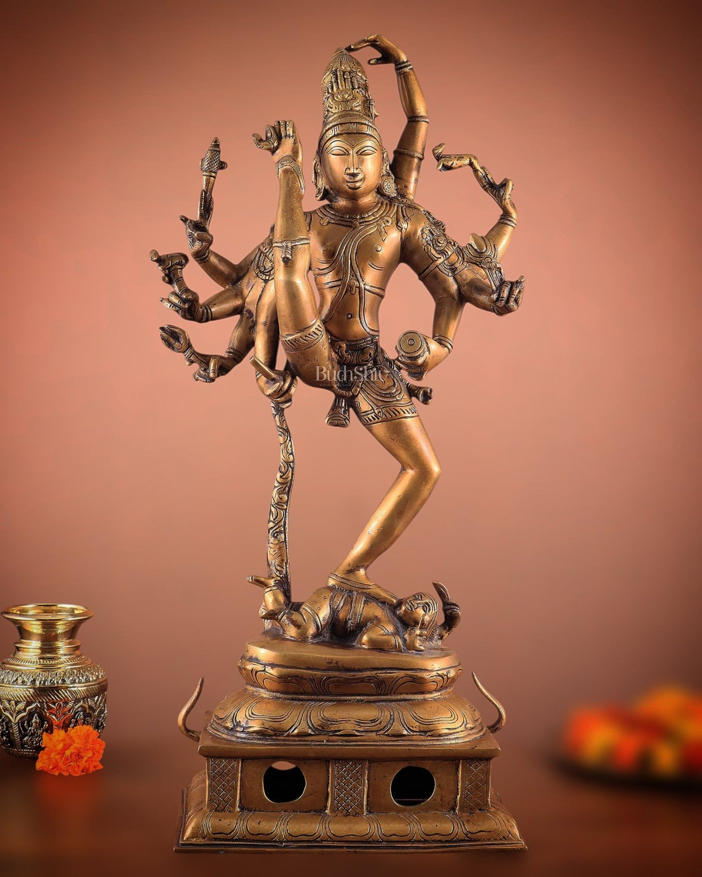 Urdhava Tandava Antique 26 - Inch Brass Tripurantaka dancing Lord Shiva Statue - Budhshiv.com