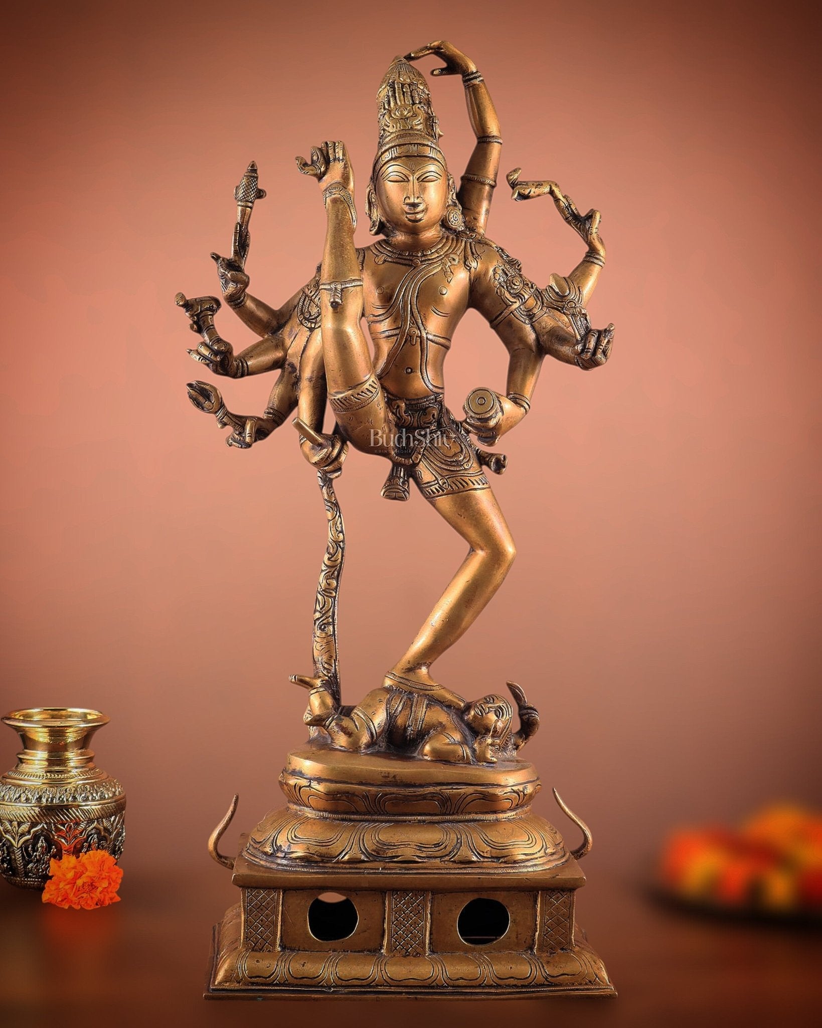 Urdhava Tandava Antique 26 - Inch Brass Tripurantaka dancing Lord Shiva Statue - Budhshiv.com