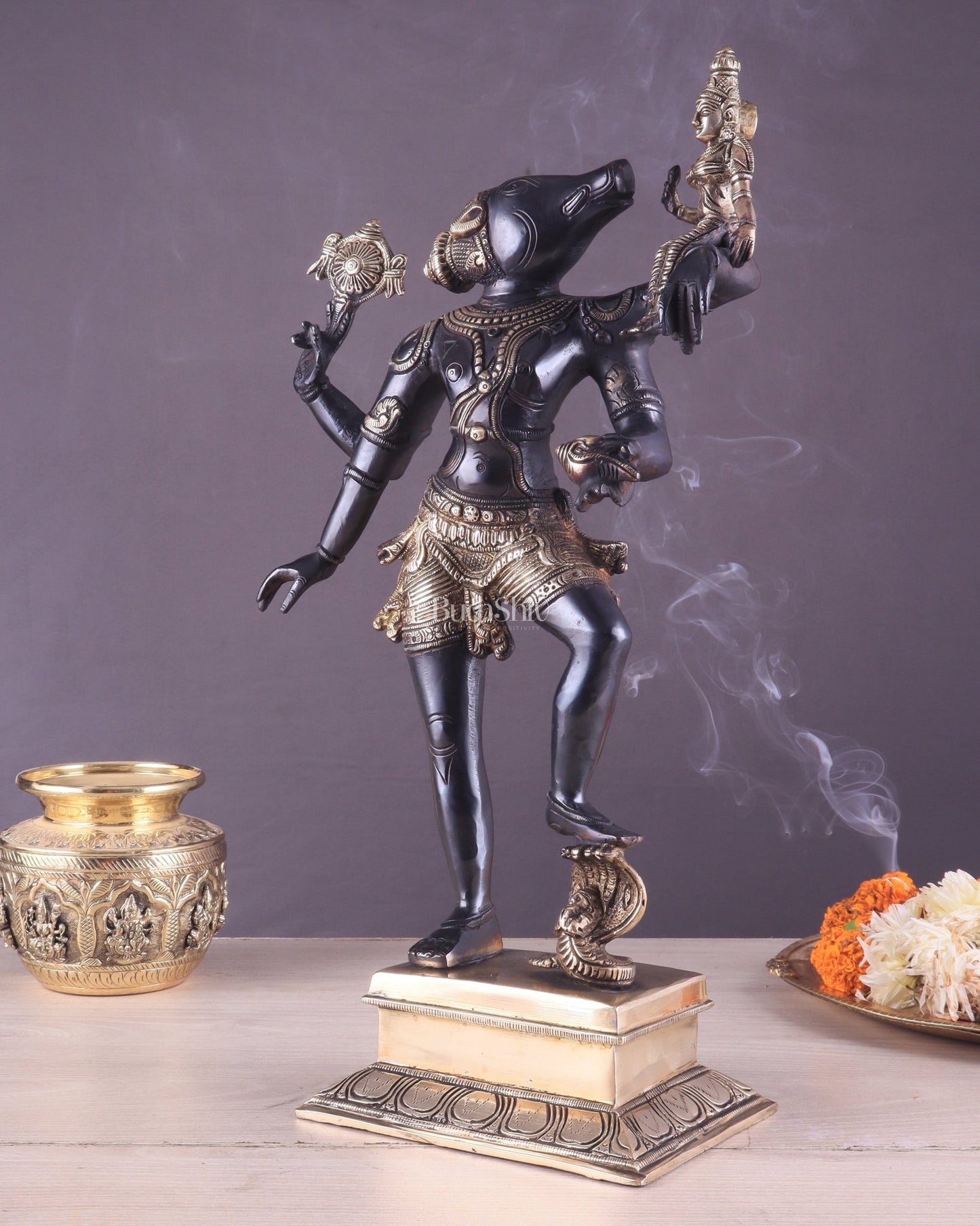 Varaha lakshmi Brass Idol 17.5" - Budhshiv.com