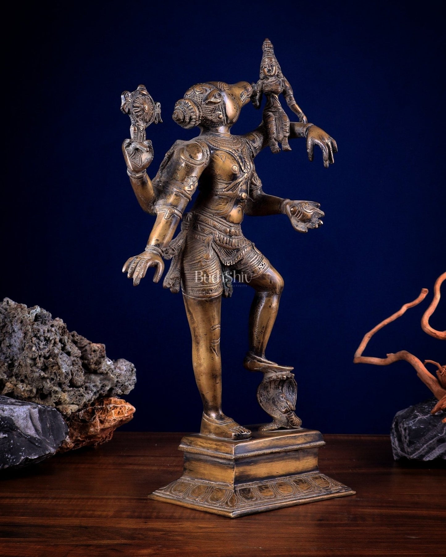 Varaha with Bhooma Devi Varaha Lakshmi Brass Statue 17 inch Gold vintage - Budhshiv.com
