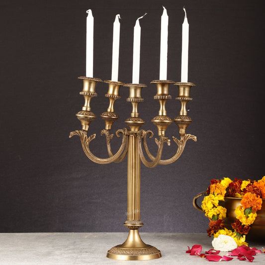 Victorian Style Brass Candle Holder | Height 14 inch - Budhshiv.com