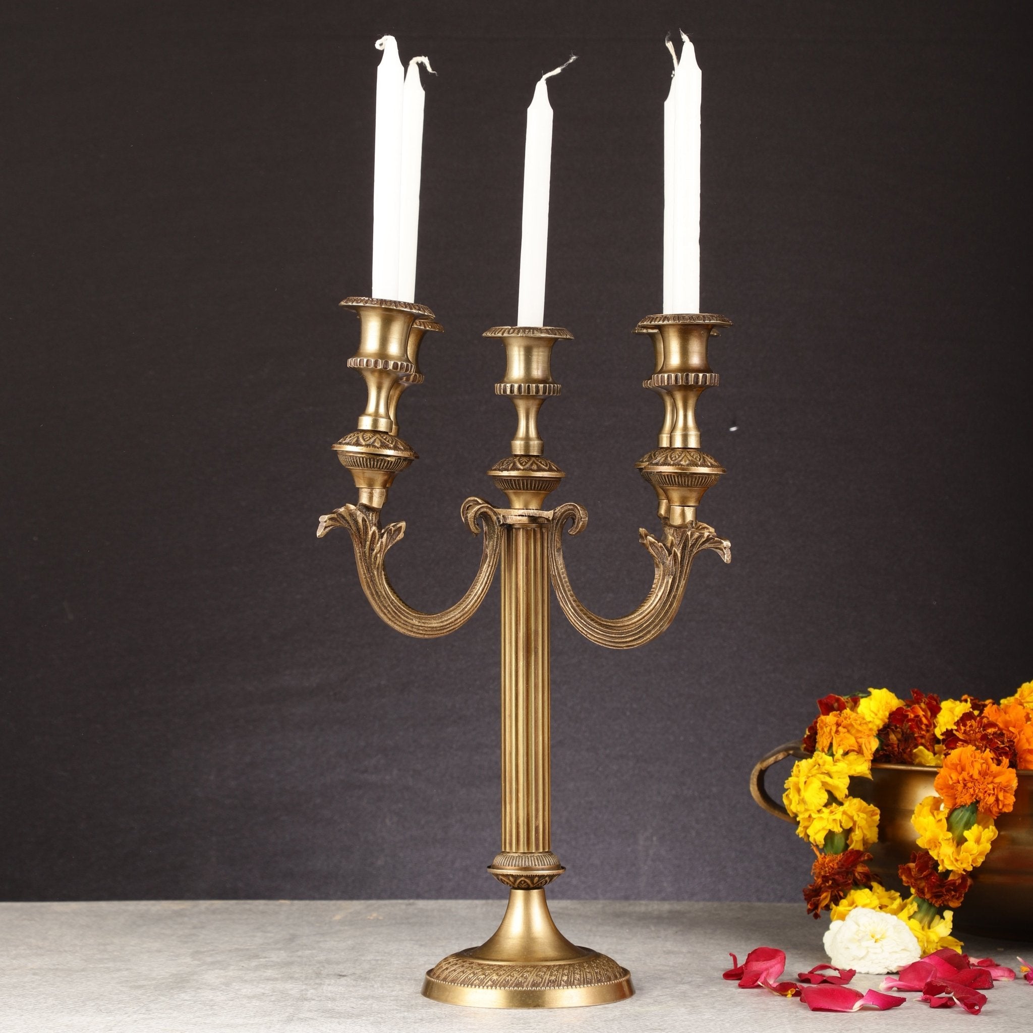 Buy Victorian Style Brass Candle Holder Height 14 inch