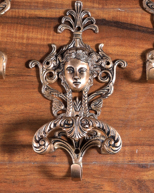 Victorian Vintage Brass Multipurpose Wall Hanging Hook 9 inch - Budhshiv.com