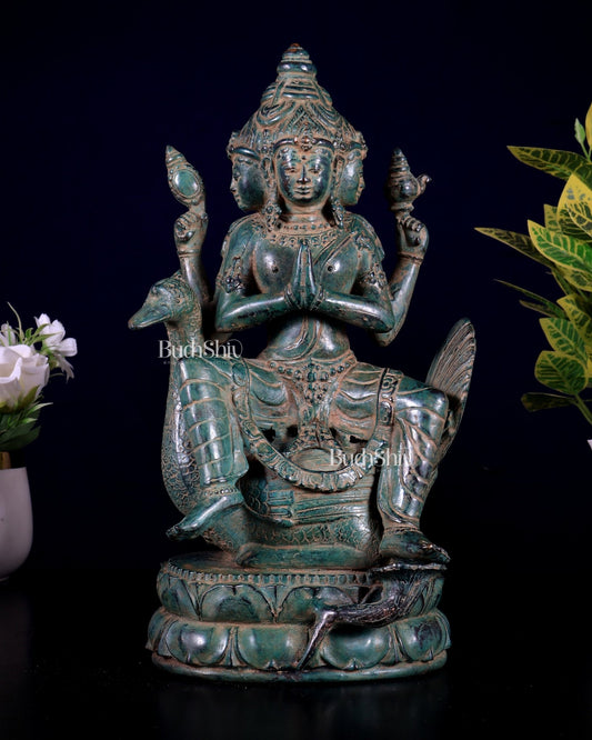 Vintage Balinese Bronze Brahma Statue | 13" Lost Wax Swan Sculpture - Budhshiv.com
