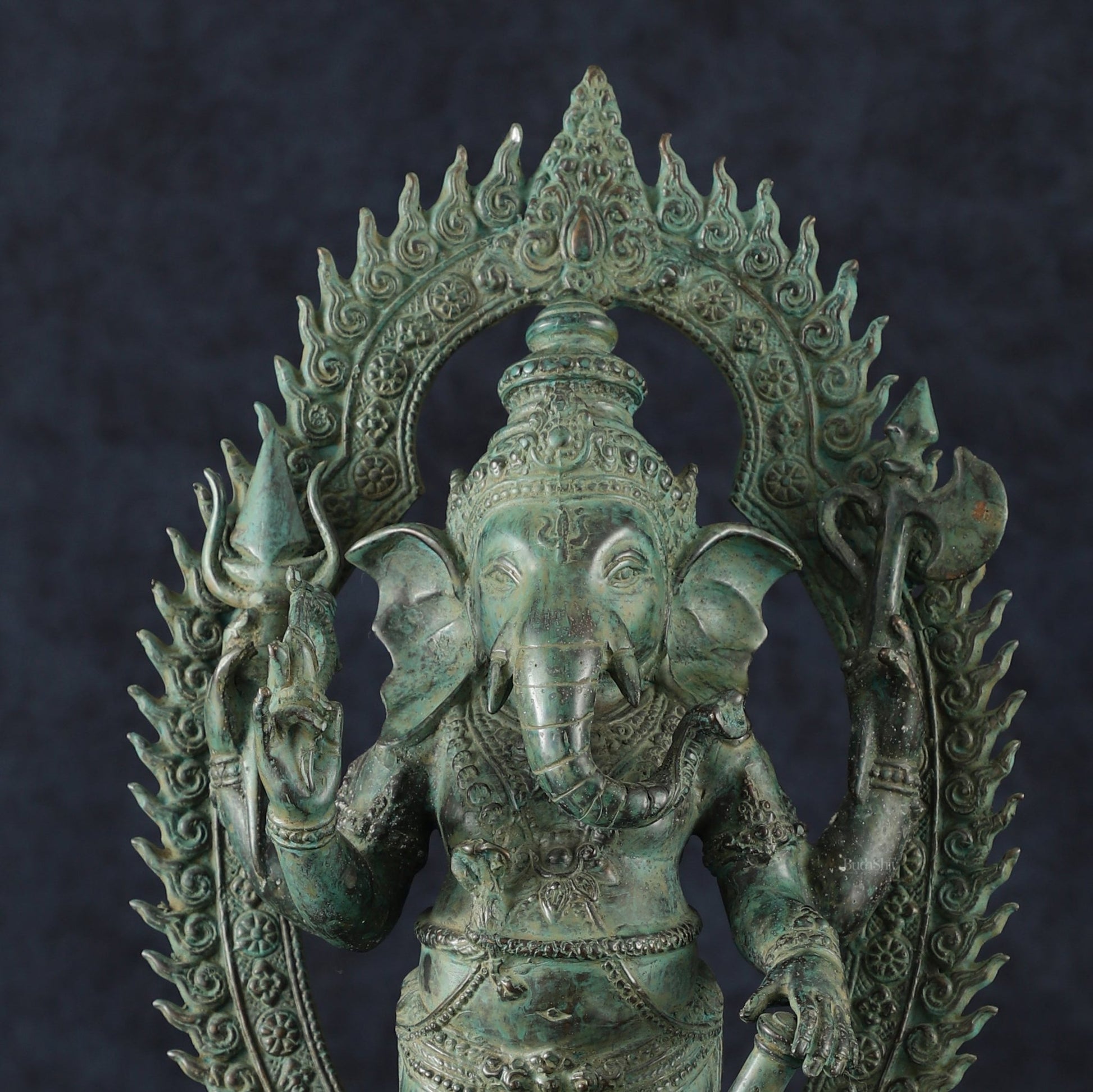 Vintage Balinese Bronze Standing Ganesha Statue – Lost Wax Casting | 18" Unique Handmade Craft - Budhshiv.com
