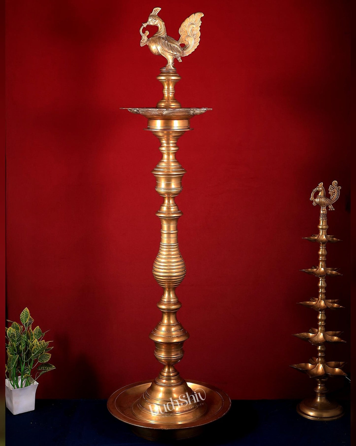 Vintage Brass Annam Pakshi Samai – Large Inauguration Oil Lamp 49.5 inch - Budhshiv.com