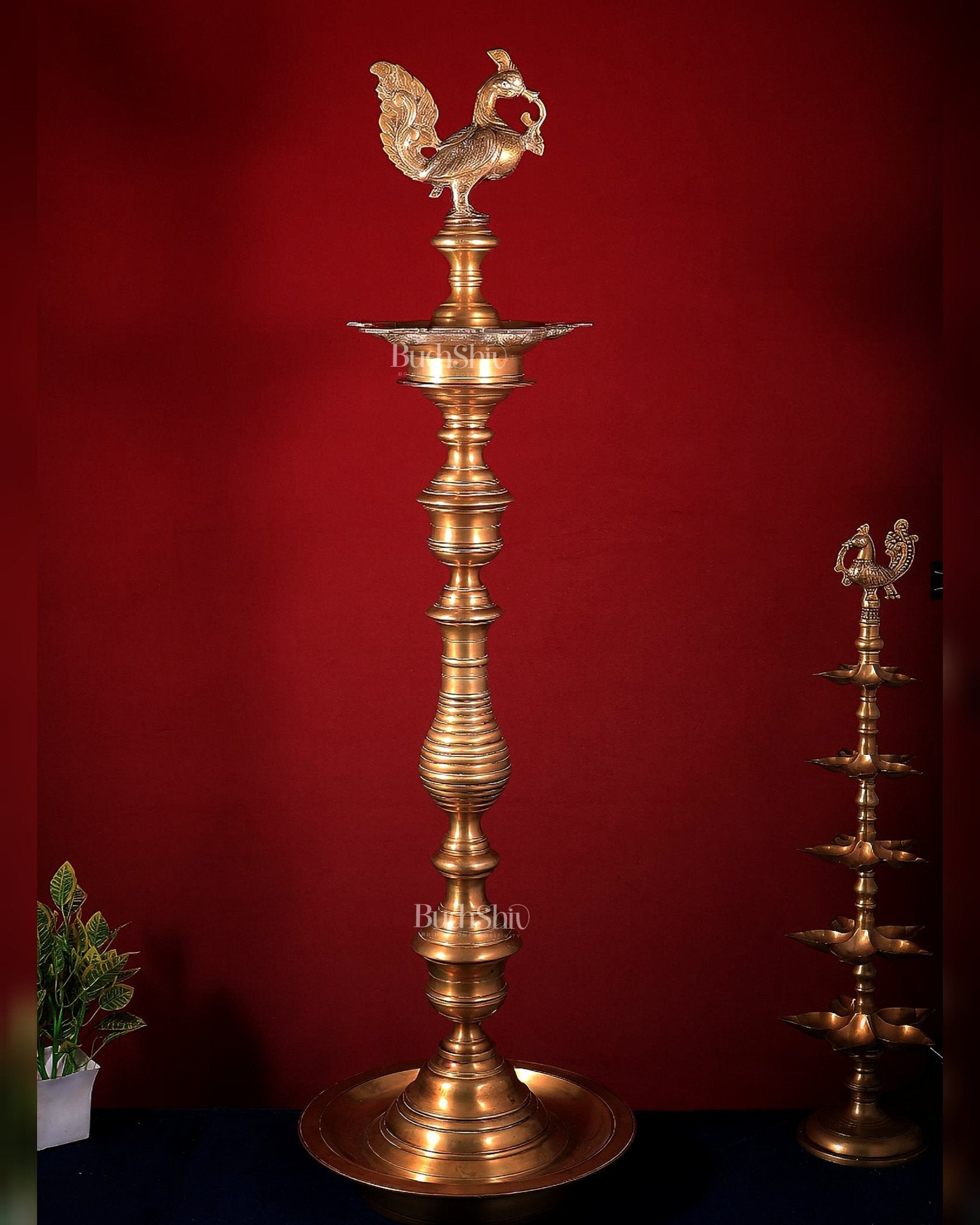 Vintage Brass Annam Pakshi Samai – Large Inauguration Oil Lamp 49.5 inch - Budhshiv.com