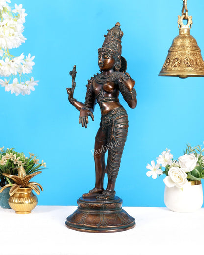 Vintage Brass Ardhanarishwara Statue | Bronze Tone Finish 19 inch - Budhshiv.com
