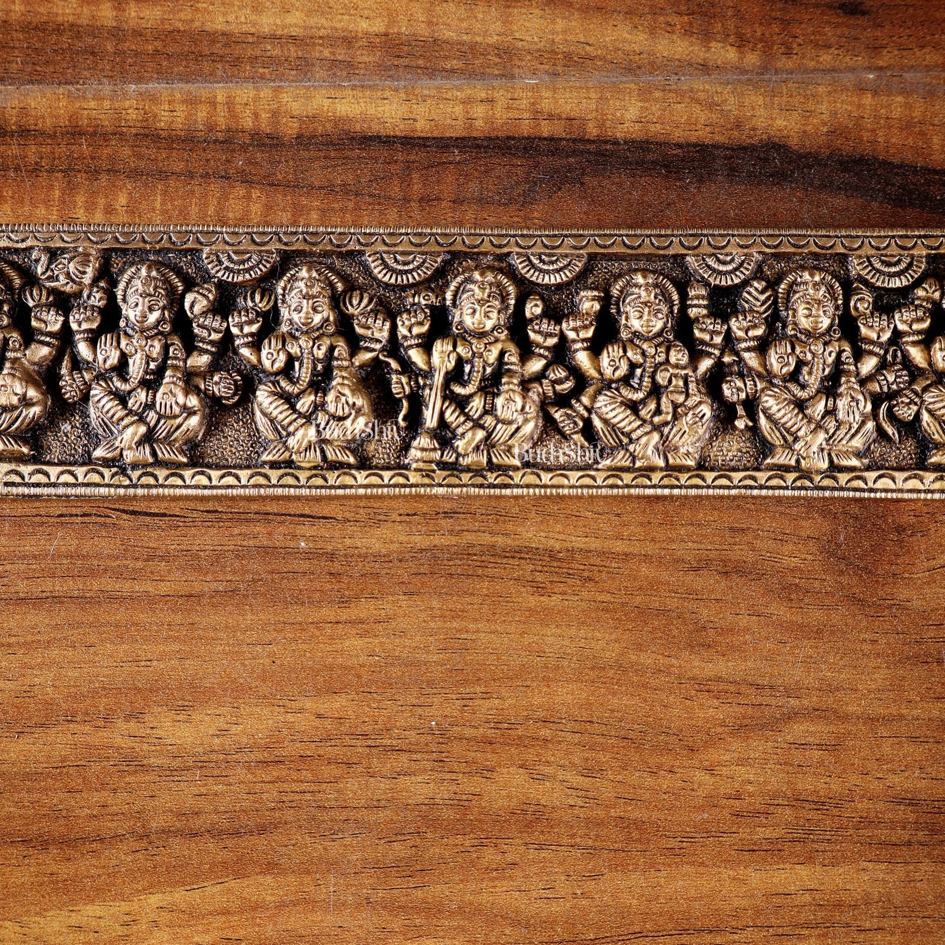 Vintage Brass Ashtalakshmi Wall Panel 10.8 inch wide - Budhshiv.com