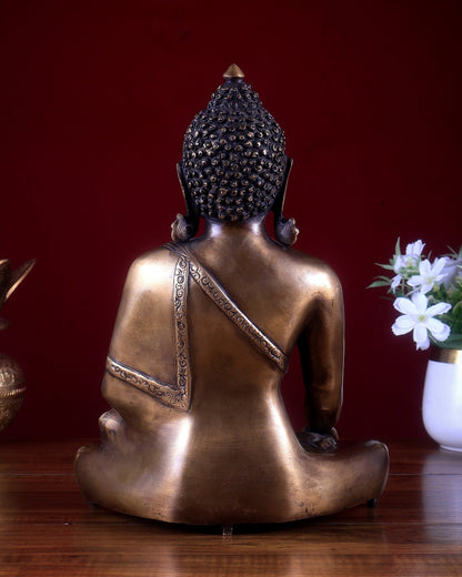 Vintage Brass Buddha Statue – Serene Heritage Spiritual Artefact 11 inch - Budhshiv.com