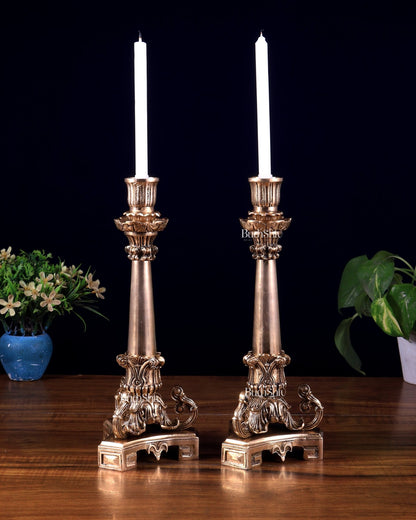 Vintage Brass Candle Stand – 11 Inch - Budhshiv.com
