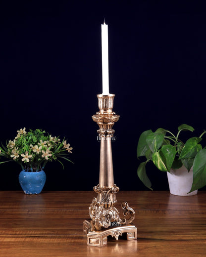 Vintage Brass Candle Stand – 11 Inch - Budhshiv.com