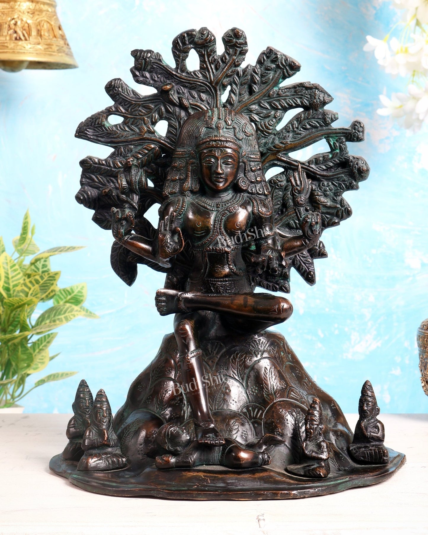 Vintage Brass Dakshinamurthy Statue | 12" Chola tone - Budhshiv.com
