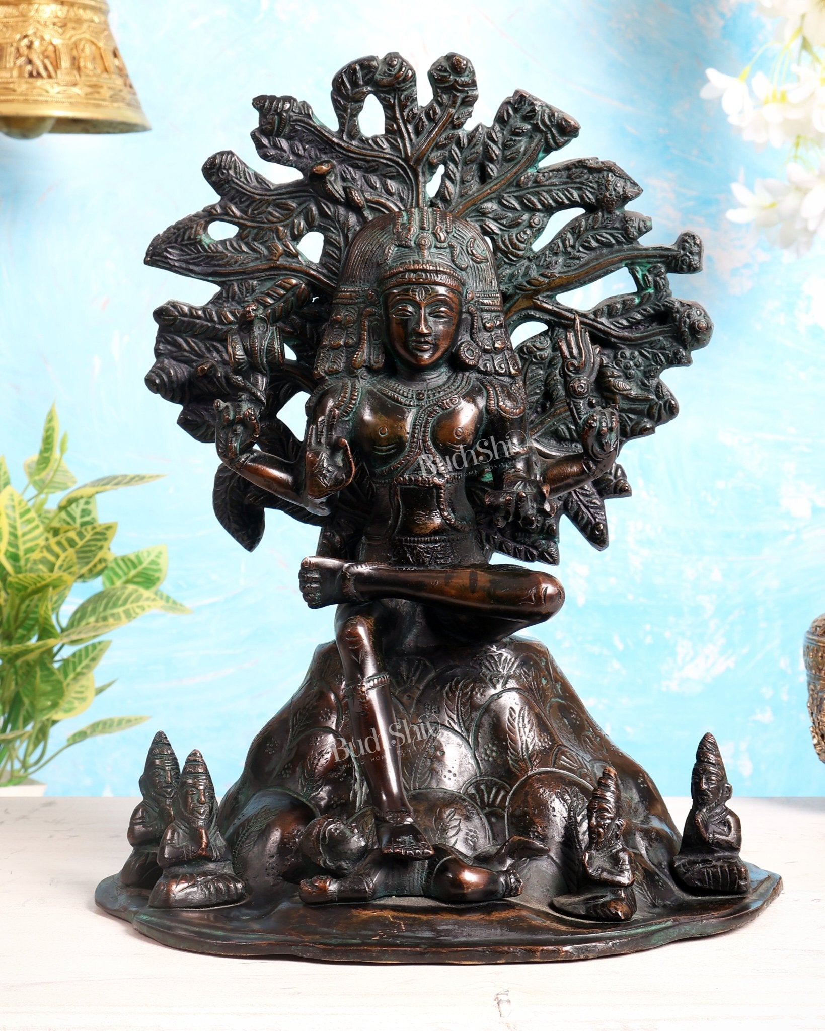 Vintage Brass Dakshinamurthy Statue | 12" Chola tone - Budhshiv.com