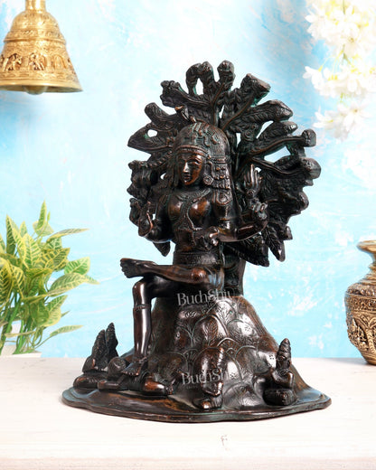 Vintage Brass Dakshinamurthy Statue | 12" Chola tone - Budhshiv.com