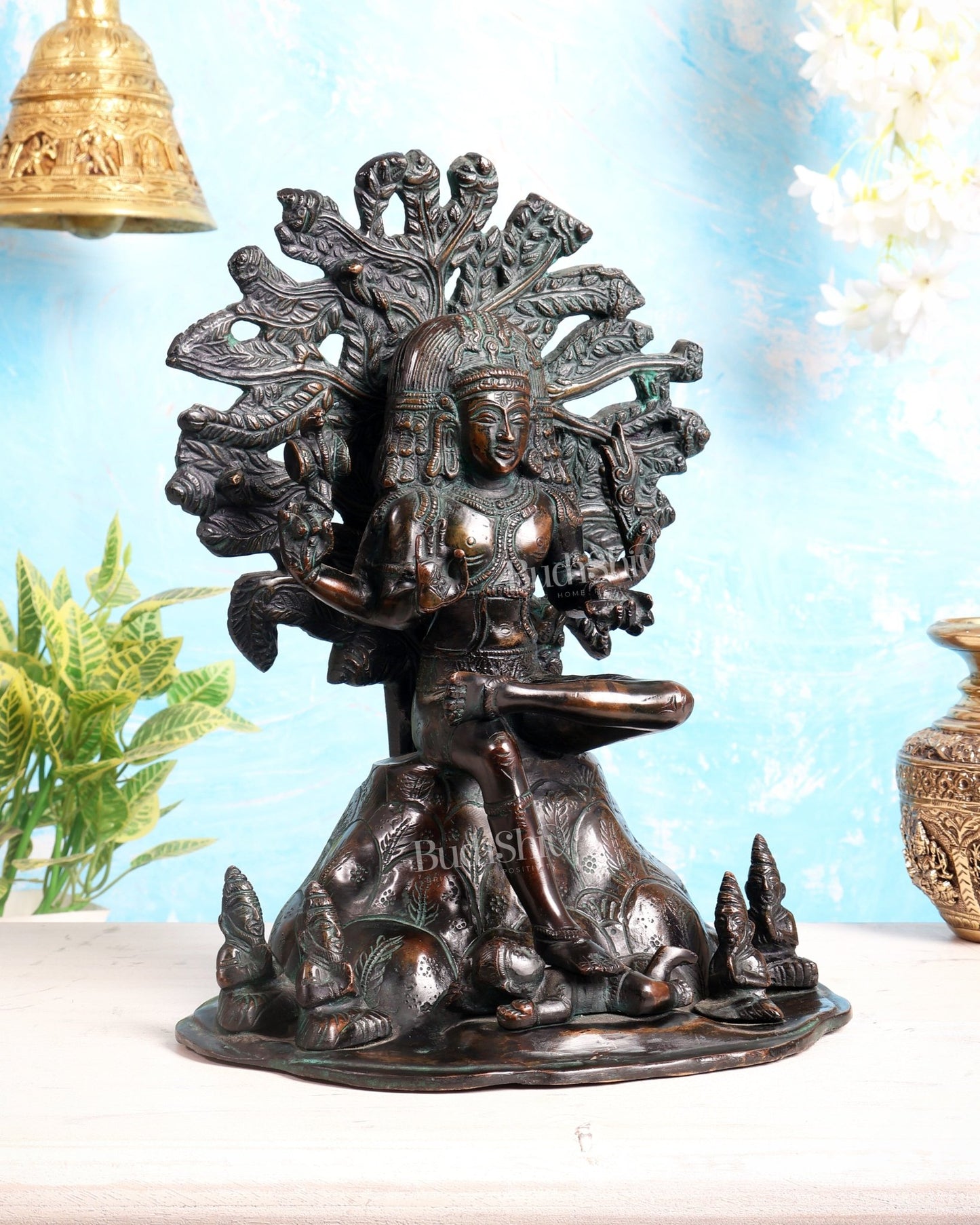 Vintage Brass Dakshinamurthy Statue | 12" Chola tone - Budhshiv.com