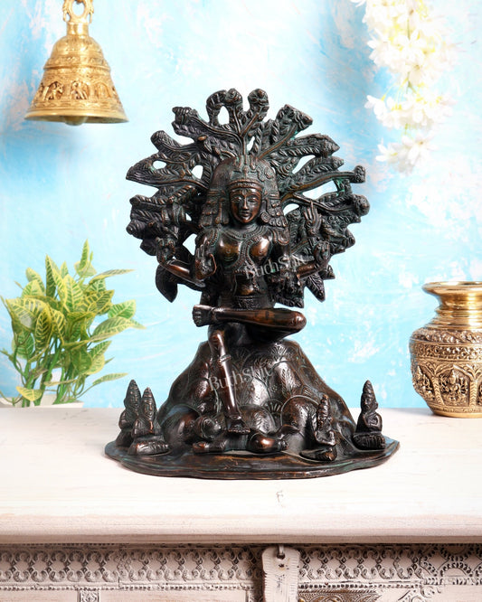 Vintage Brass Dakshinamurthy Statue | 12" Chola tone - Budhshiv.com