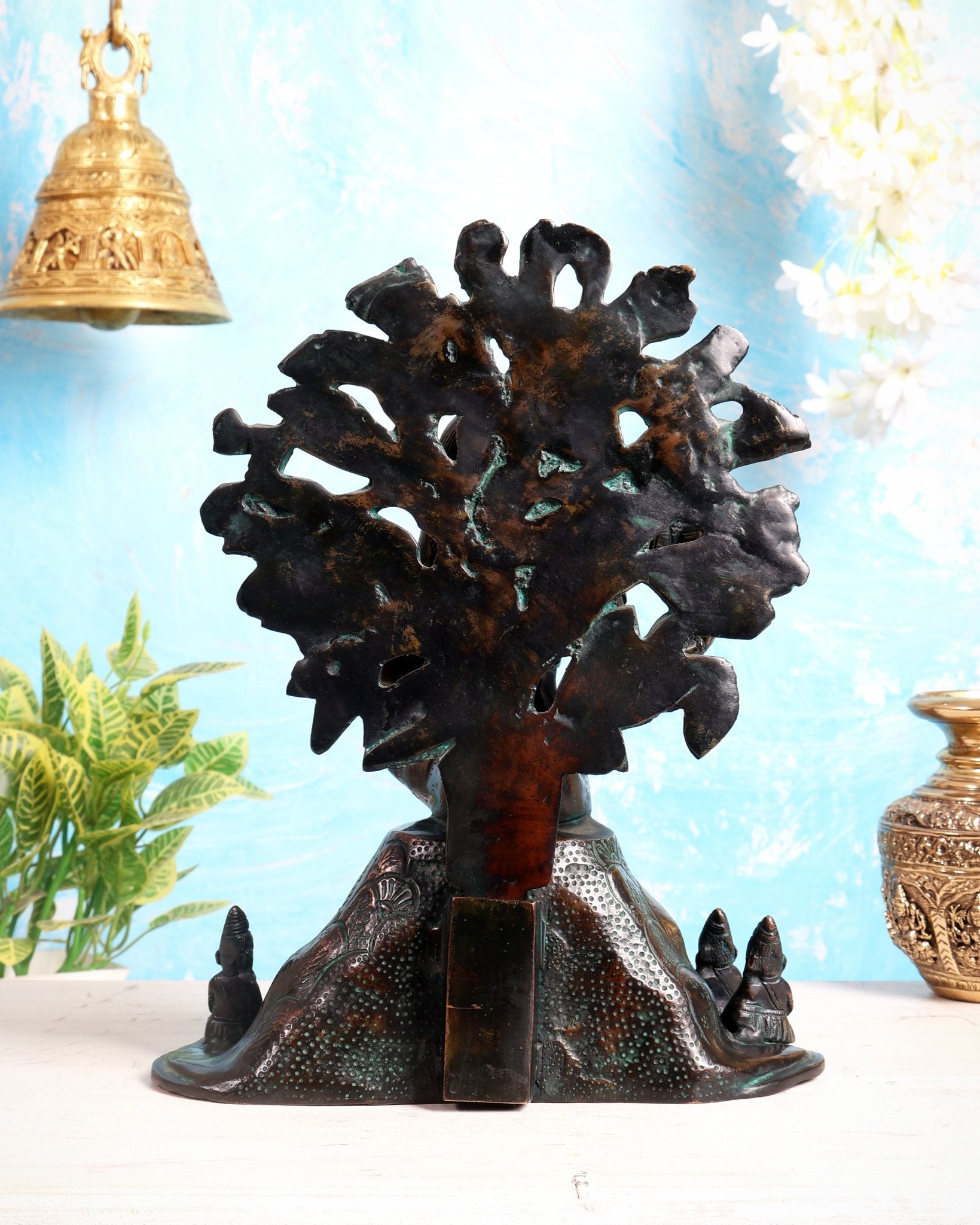Vintage Brass Dakshinamurthy Statue | 12" Chola tone - Budhshiv.com