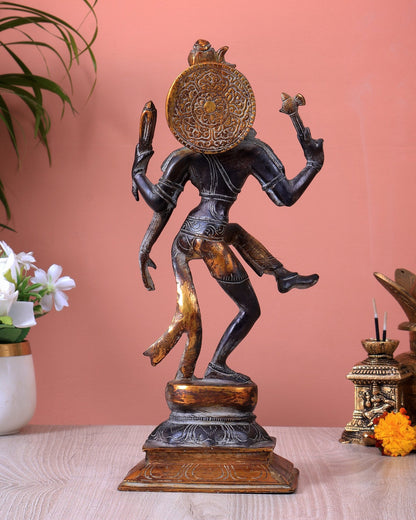 Vintage Brass Dancing Ardhanarishvara Idol (Half Shiva – Half Parvati) 12.5 inch - Budhshiv.com
