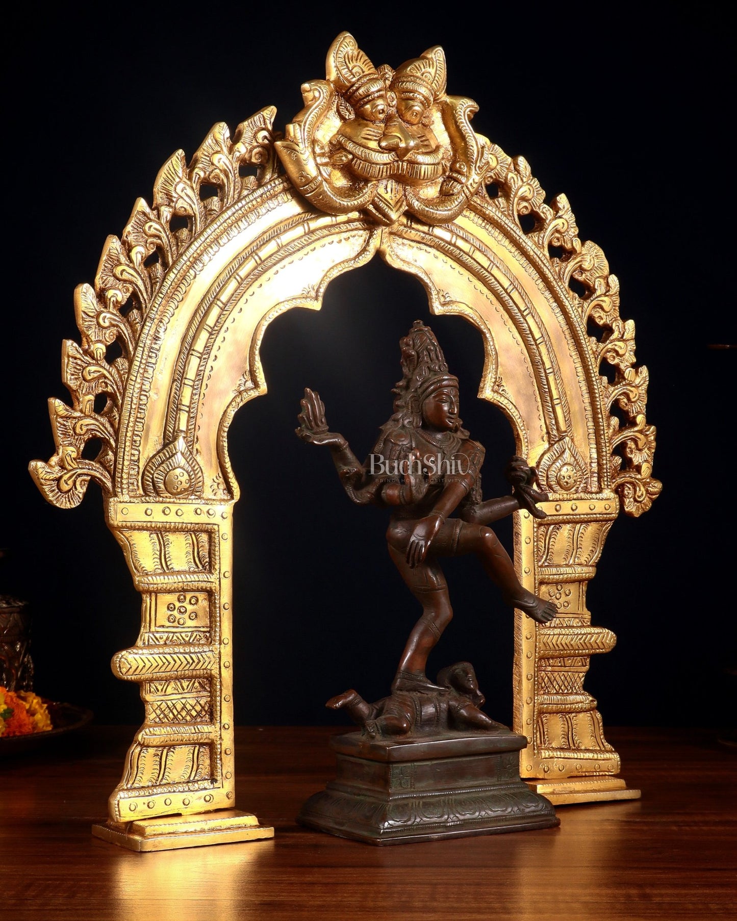 Vintage Brass Dancing Shiva with Prabhavali 17" - Budhshiv.com