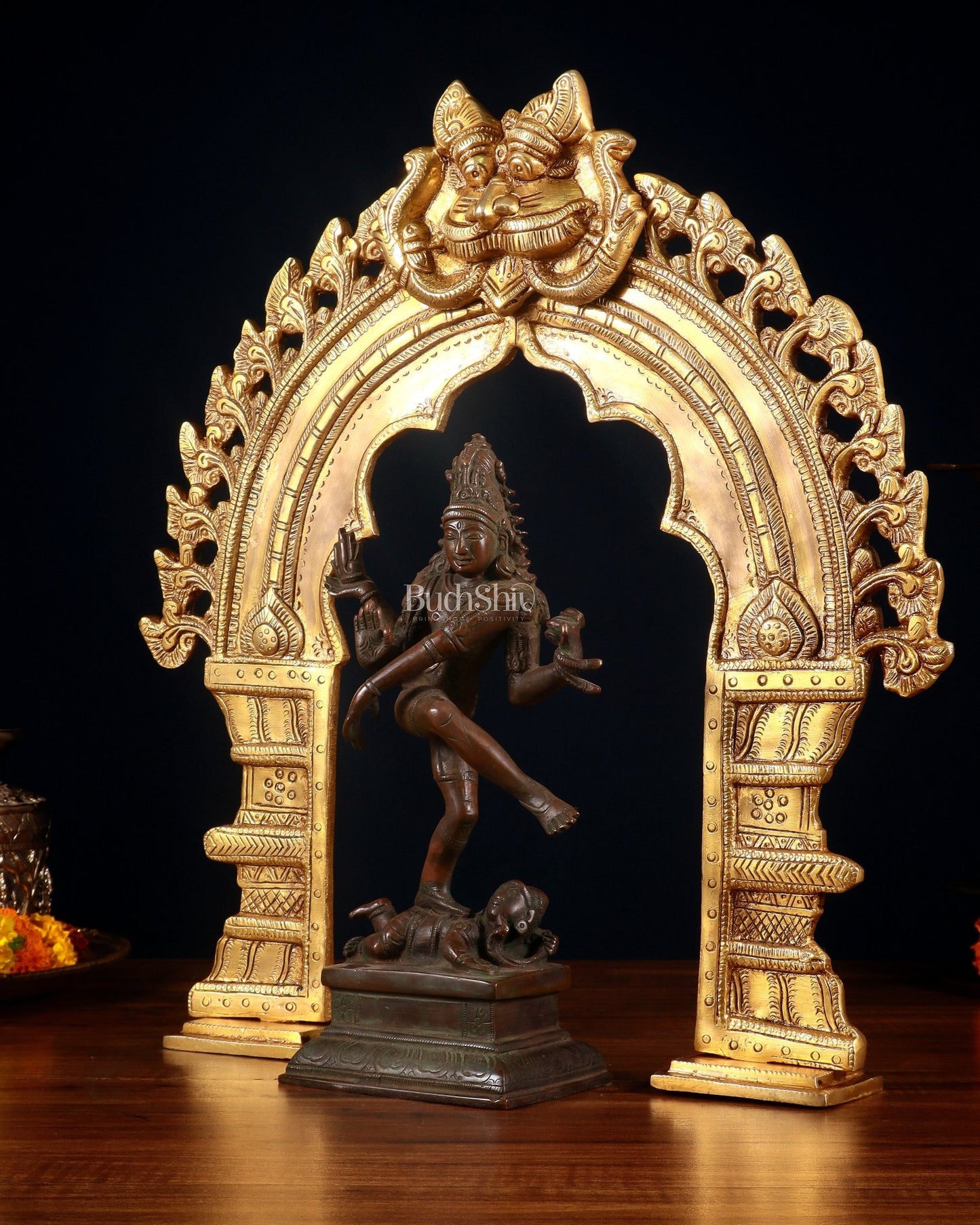 Vintage Brass Dancing Shiva with Prabhavali 17" - Budhshiv.com